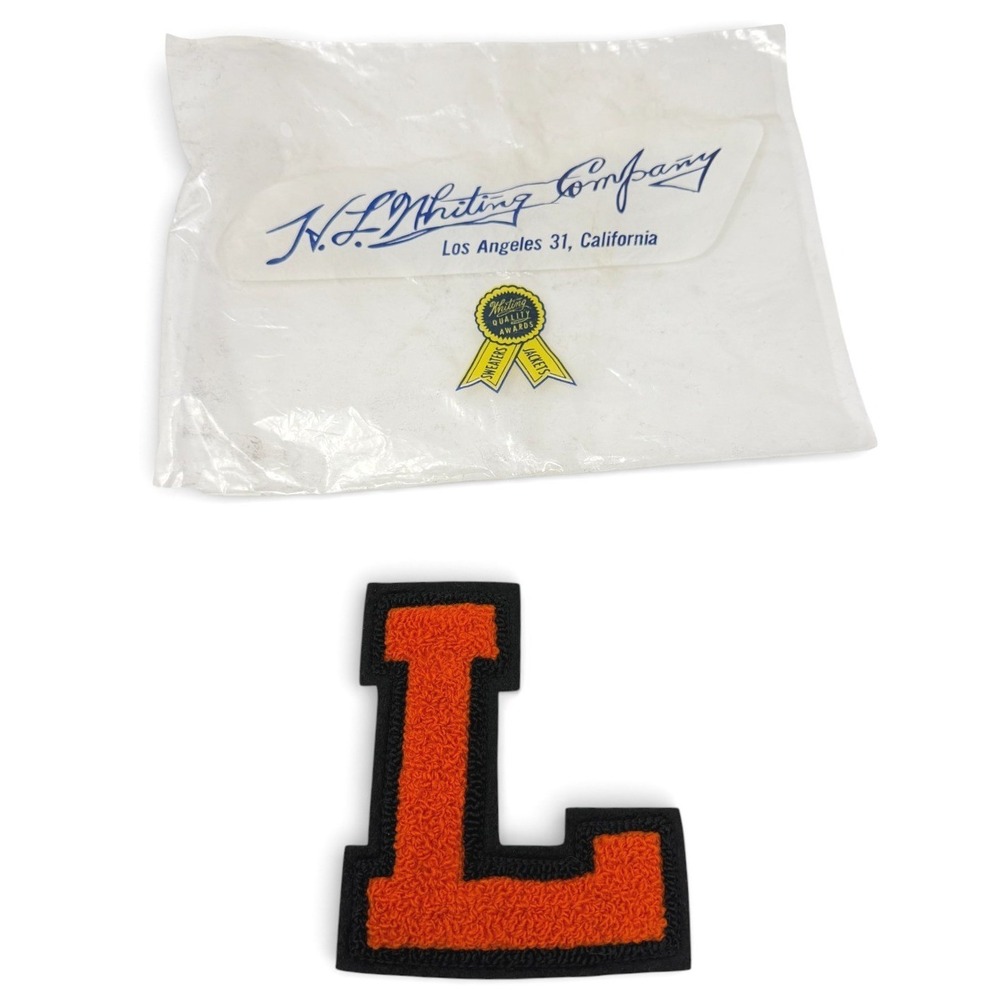 Vintage Letterman Patch L Whiting Los Angeles Orange BlackDeadstock